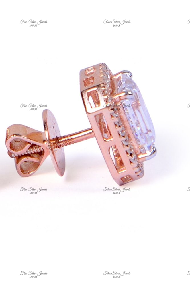 EMERALD CUT SOLITAIRE EARRINGS finesilverjewels