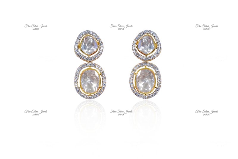 GOLD FINISH POLKI EARRINGS finesilverjewels
