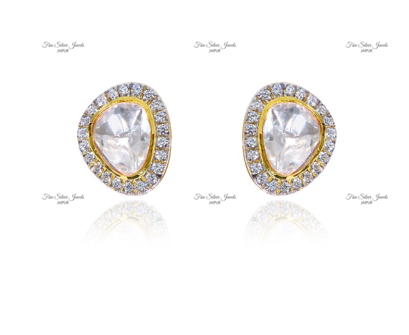 TRIANGLE POLKI STUDS finesilverjewels