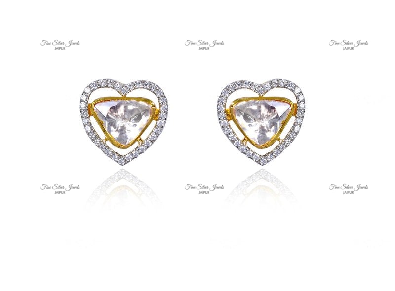 HEART POLKI EARRINGS finesilverjewels