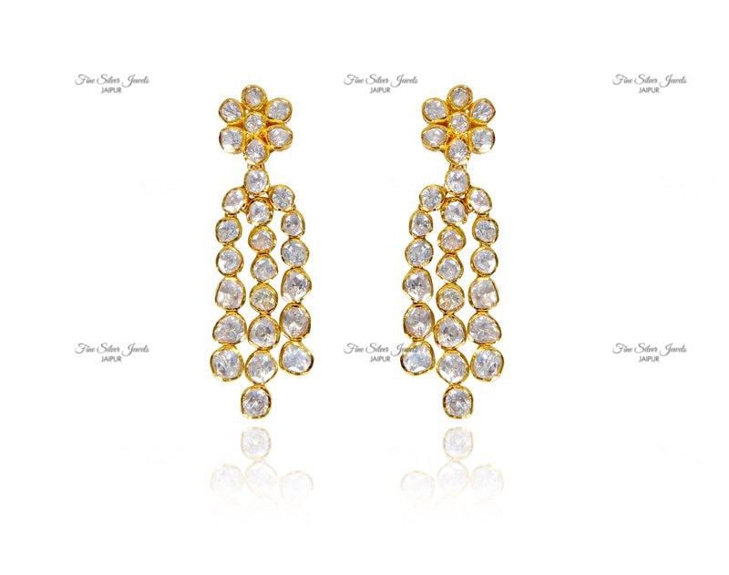 925 silver LONG POLKI EARRINGS finesilverjewels