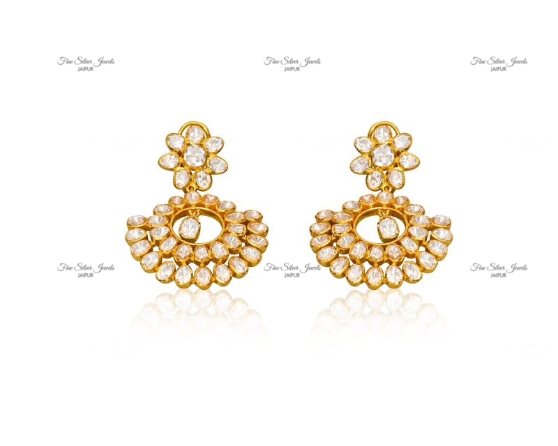 GOLD FINISH POLKI CHANDBALI finesilverjewels