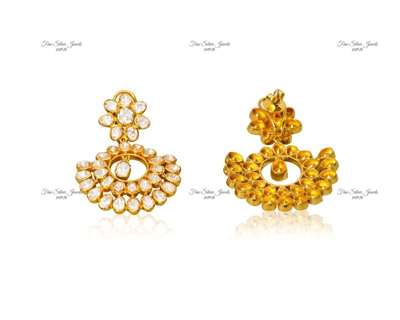 GOLD FINISH POLKI CHANDBALI finesilverjewels