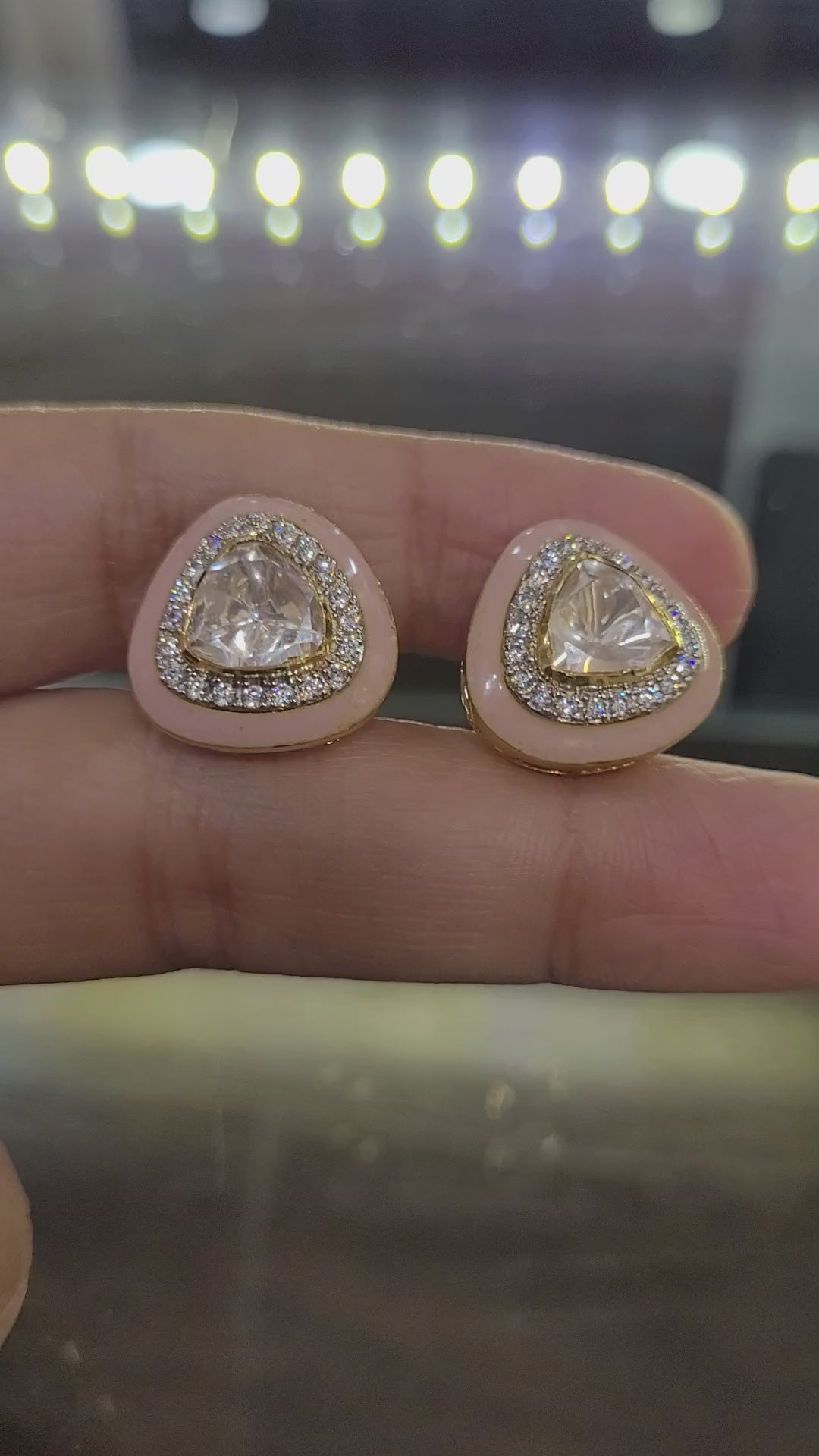 925 Silver ENAMEL POLKI EARRINGS