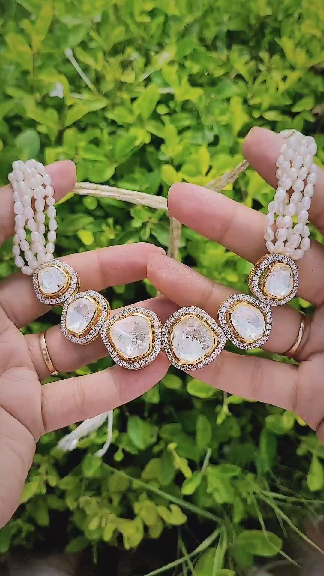 925 Silver POLKI NECKLACE SET