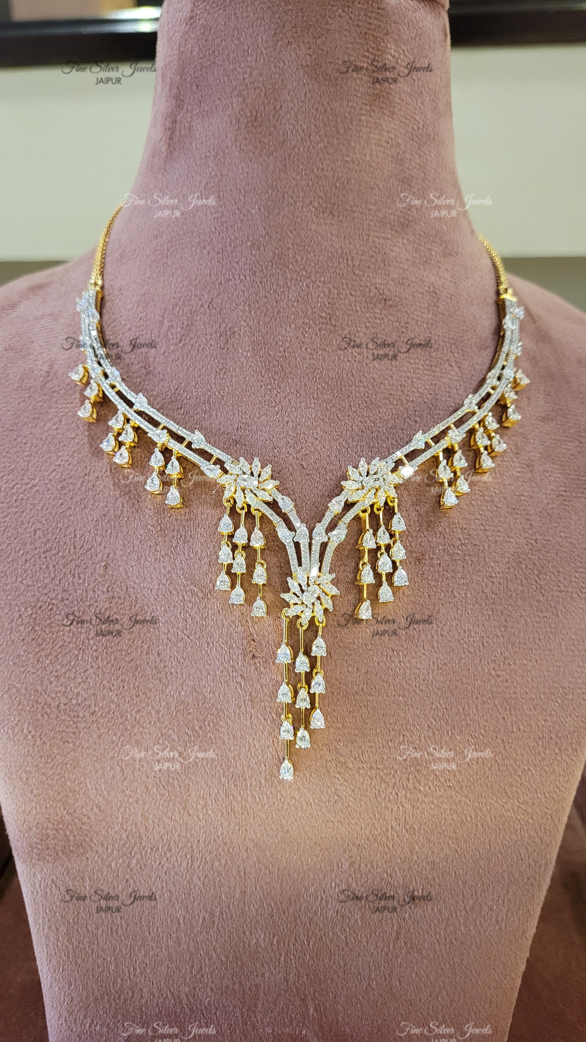 GOLD FINISH SWAROVSKI NECKLACE finesilverjewels